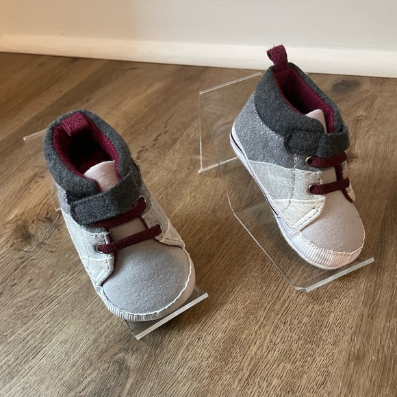Goldbug Soft Sole High tops Maroon/Grey 0-3M - Picture 7 of 7